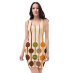 Beige 70s-Style Bodycon Dress